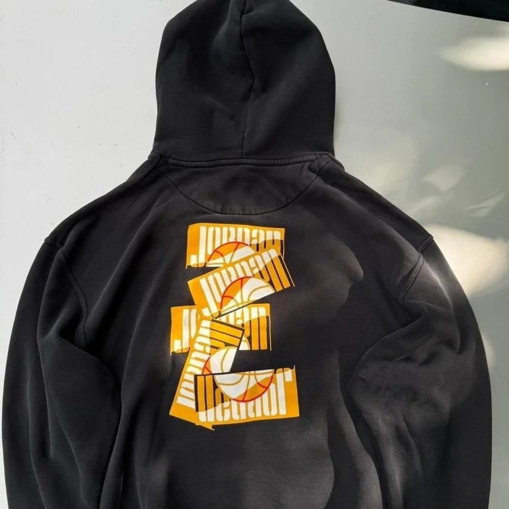 Early 2000s Black Nike Jordan hoodie front and back print